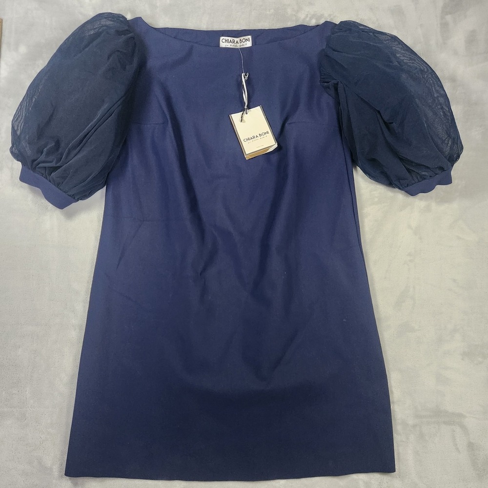 NWT CHIARA BONI La Petite Robe SKAI ILLUSION Boat Neck Shift Dress Size US 8